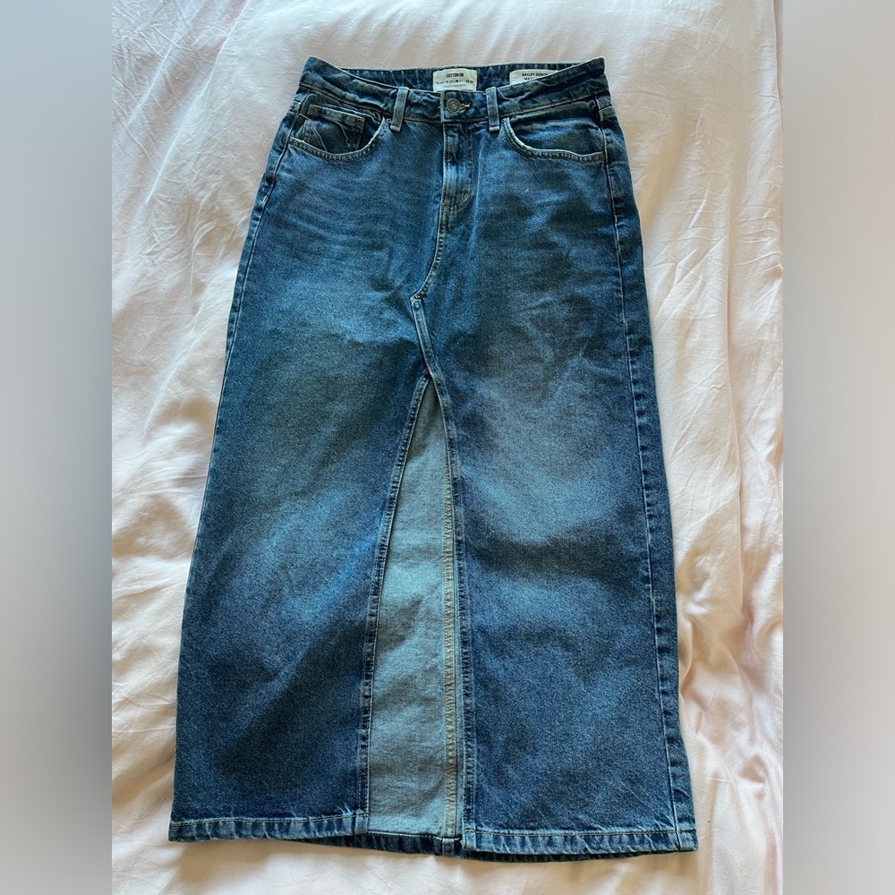 PacSun Bailey Denim Maxi Skirt with Slit